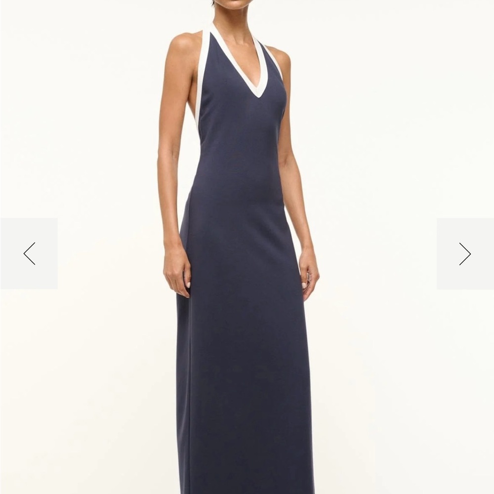 STAUD Navy Blue Halter Dress - Naomi Dress